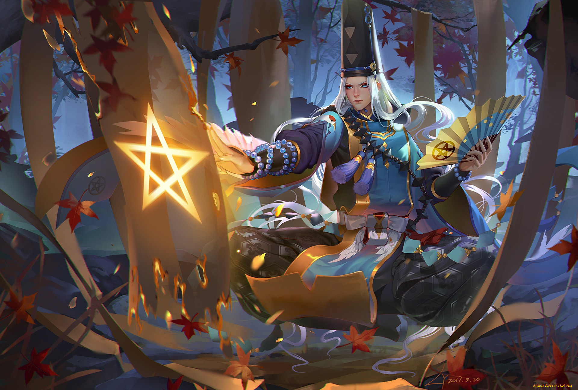 , onmyouji, oriental, asian, asiatic, japanese, powerful, foret, mahou, tree, power, anime, star